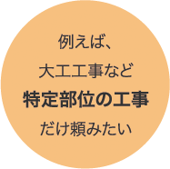 例えば、大工工事など特定部位の工事だけ頼みたい